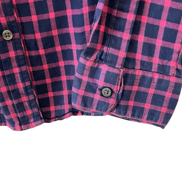 Banana Republic Flannel Button down Size Medium Pink Navy Blue Checkered - Picture 4 of 5